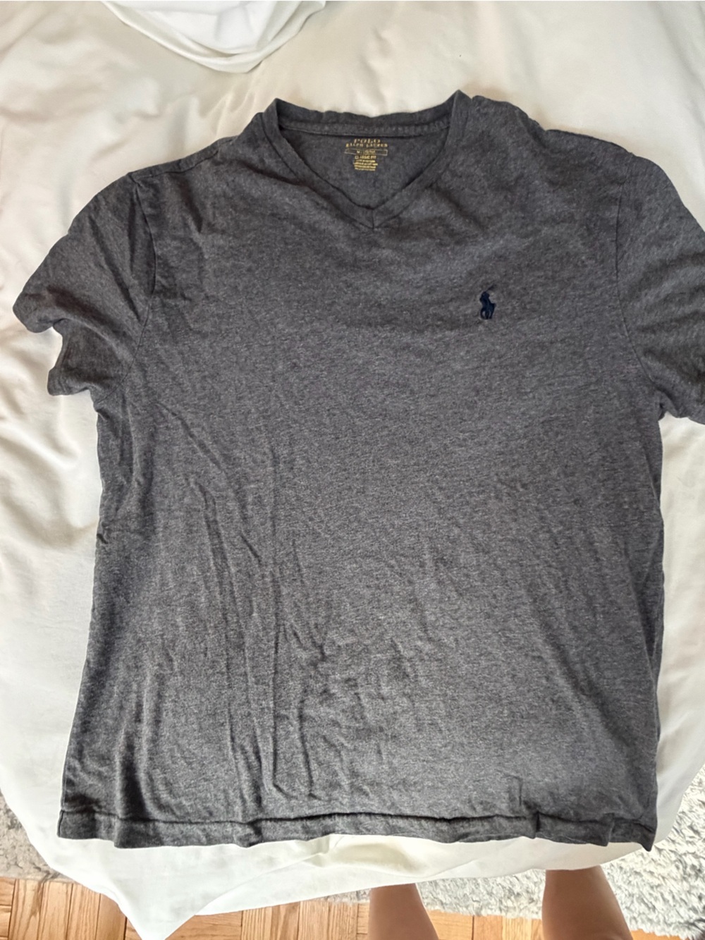 Ralph Lauren Polo Men's classic fit Gray V Neck T-Shirt